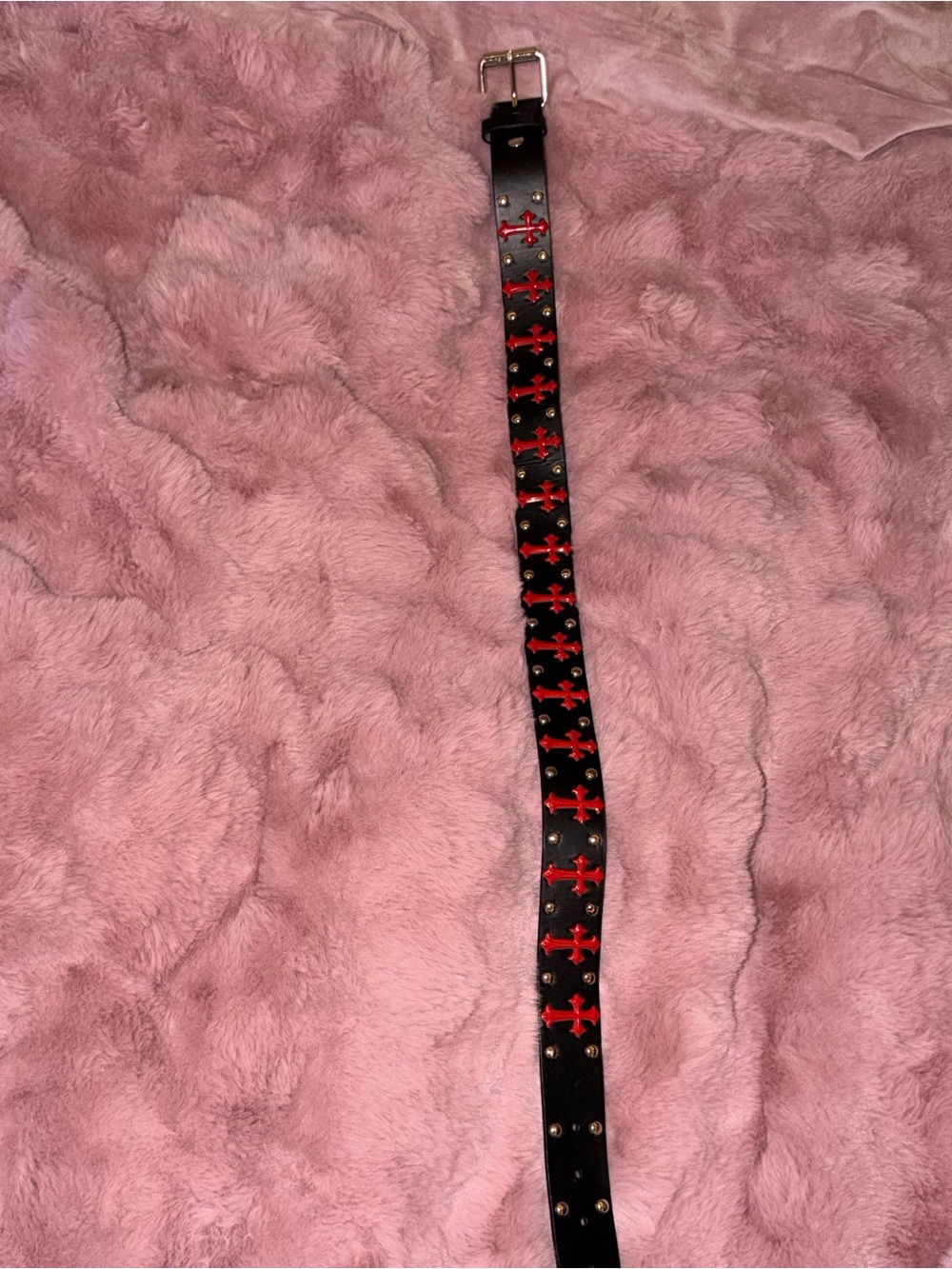 Hot Topic Black Belt with Red Cross Stud Accents